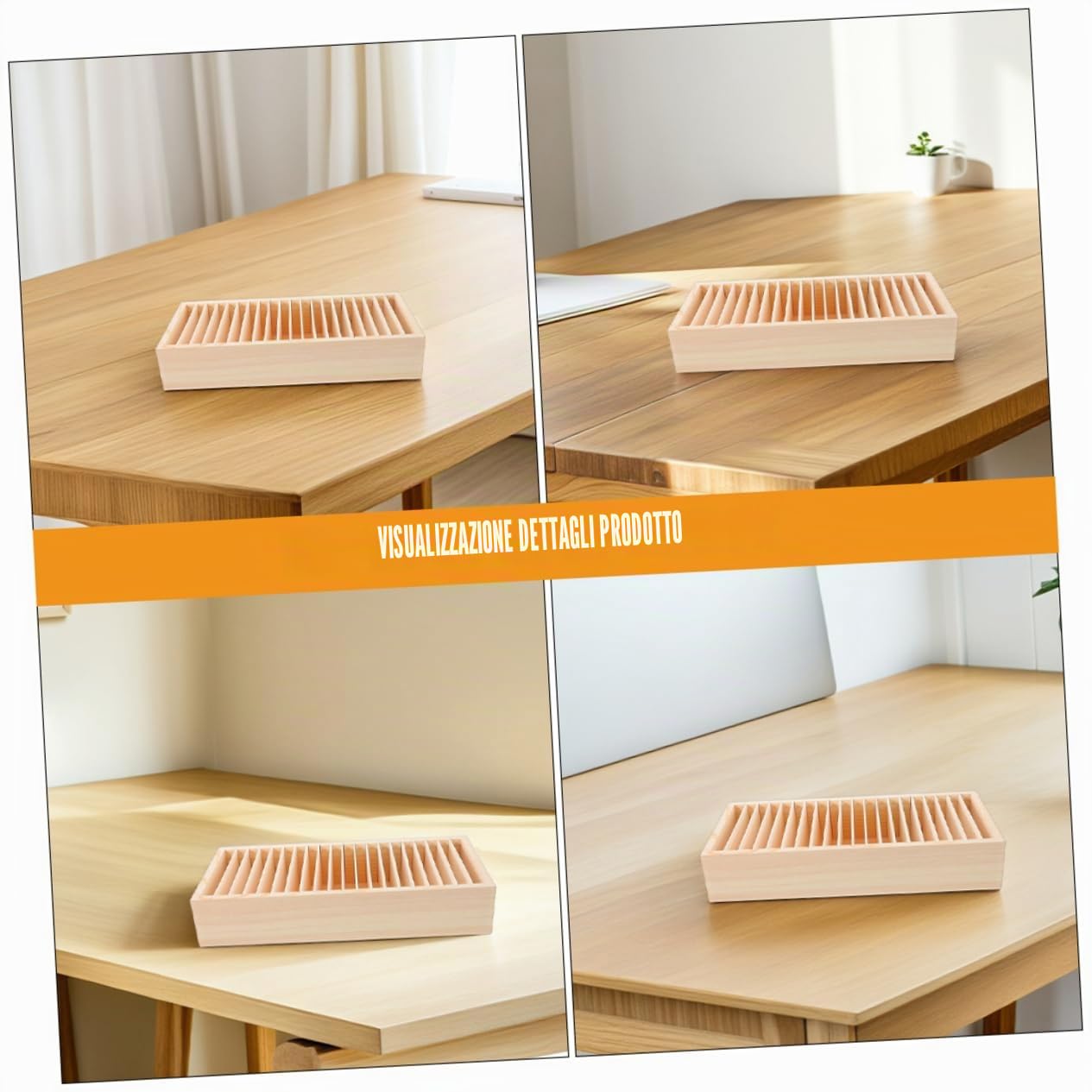 Operitacx Scatola in Legno Beige Multi-scomparto e Struttura Staccabile Porta Biglietti da Visita e Fermagli 2 Pezzi per Design per Ufficio e Casa