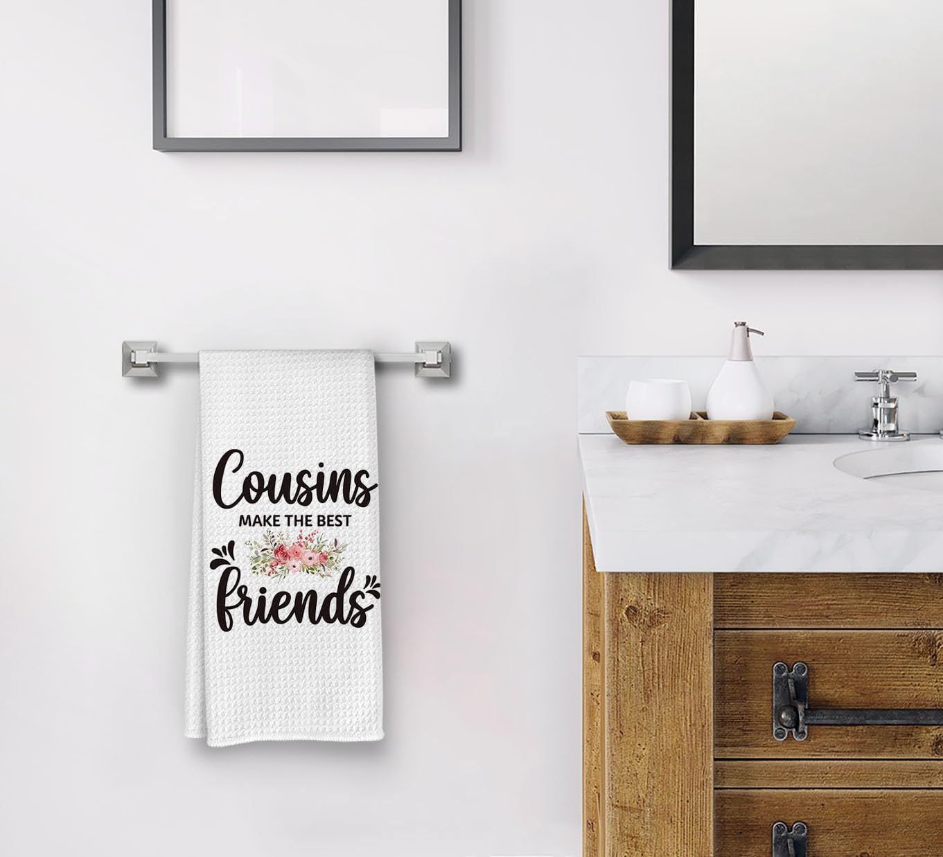Cousin Gifts Kitchen Towels, Cousin Cousins Gifts for Women Hand Towels, Gifts for Cousins Bathroom Kitchen Decor, Cousins Make The Best Friends Dish Towels Tea Towels for Kitchen Home - Image 2