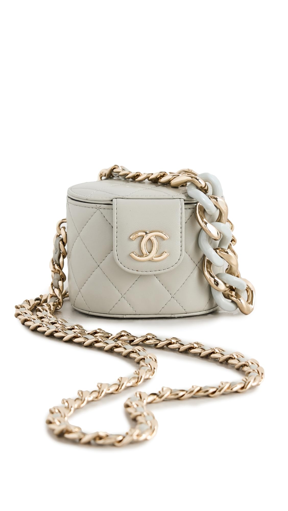 WHAT GOES AROUND COMES AROUNDWomen's Pre-Loved Chanel Grey Lambskin Elegant Chain Vanity Crossbody Bag