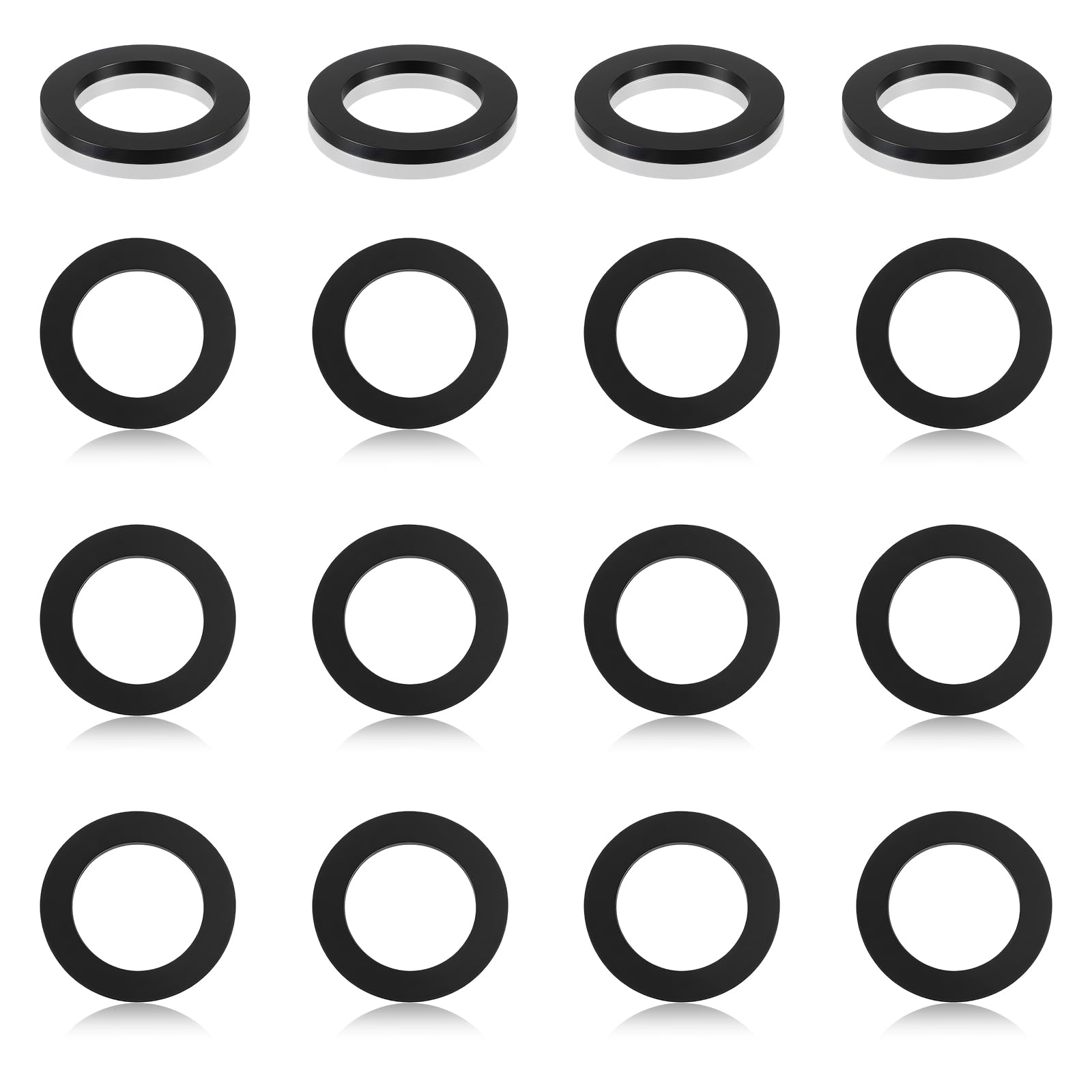 Photo 1 of 16 Pcs Flat Silicone Washer 1-1/2 Inch OD x 1 Inch ID x 1/8 Inch Thickness, Black Silicone Gasket Heavy Duty Sealing Spacer Gasket Ring for Faucet Screws Home Appliances