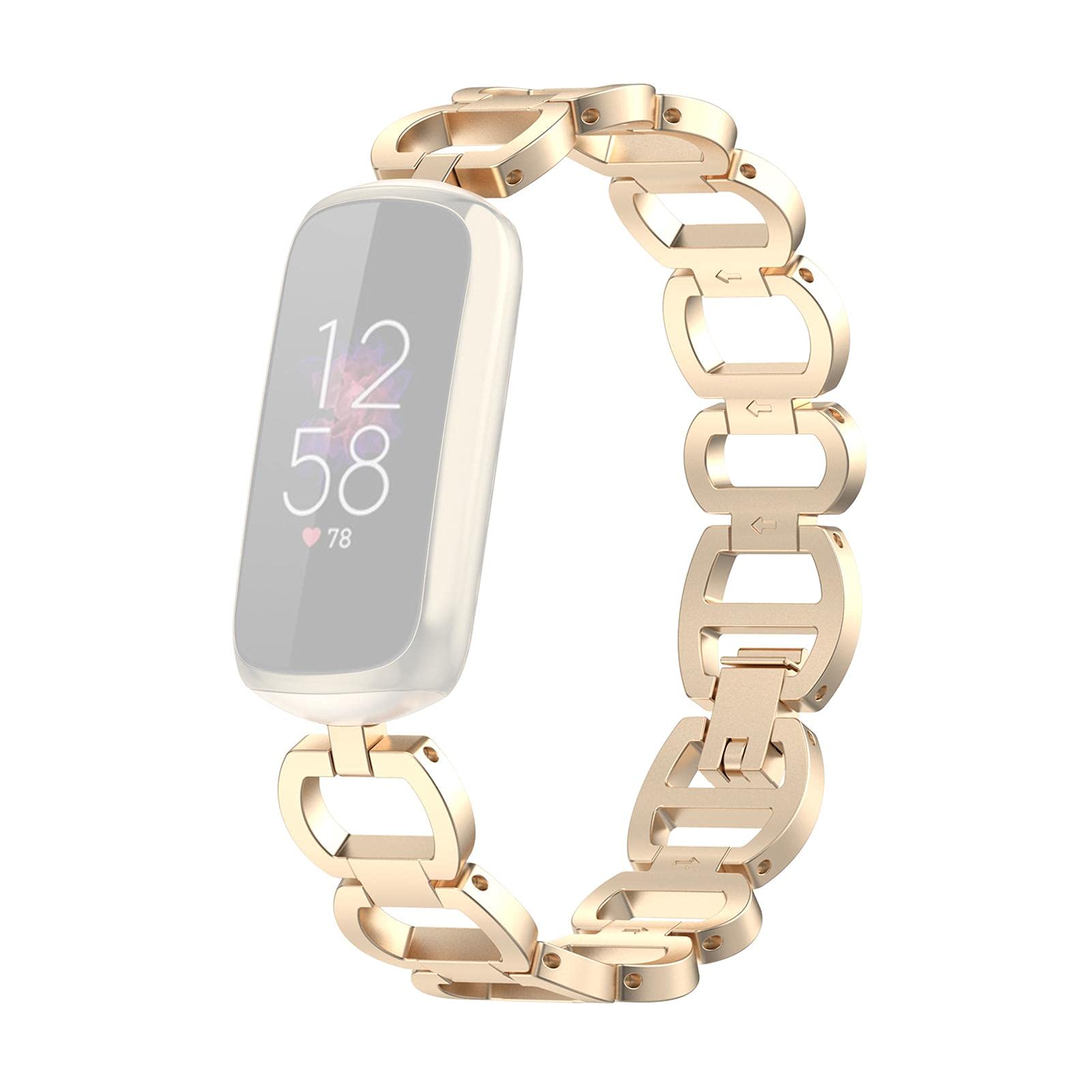 Metal strap,Compatible with Fitbit Luxe Metal Strap,Classic Metal Wristband Arm Bands Chain Bracelet Replacement for Luxe Activity Tracker (GOLD)