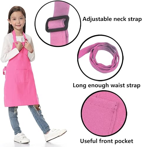 Miniatura 2 de TOPTIE Delantales para niños con bolsillo y correa ajustable, delantal para cocinar, hornear, pintar