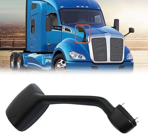 Vista 20 de Conjunto de espejo de capó negro para KENWORTH T680, PETERBILT 579/587, lado conductor/izquierdo Izquierda/unidad (negro)