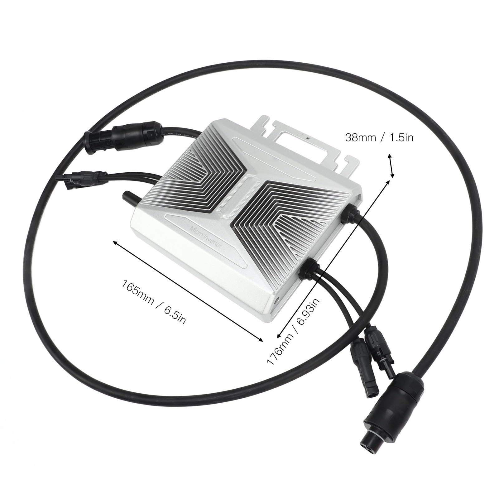 Hyuduo Mikro-Wechselrichter, Aluminiumlegierung, Solar-Grid-Tie-Wechselrichter, 600 W, 230 V, WiFi-Fernbedienung, IP67 Wasserdicht, Dual-Eingang für PV-Stromerzeugung, Heim-Solarnutzer auf Dem Dach