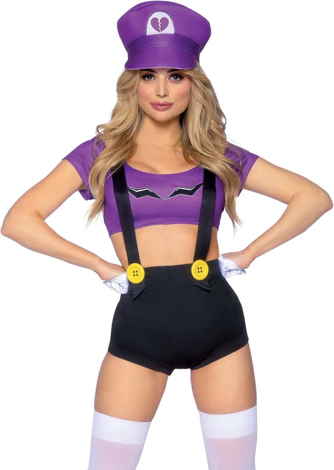 Leg Avenue Women's 3 Pc Sexy Gamer Babe Costume with Crop Top, Suspender Shorts, Hat
