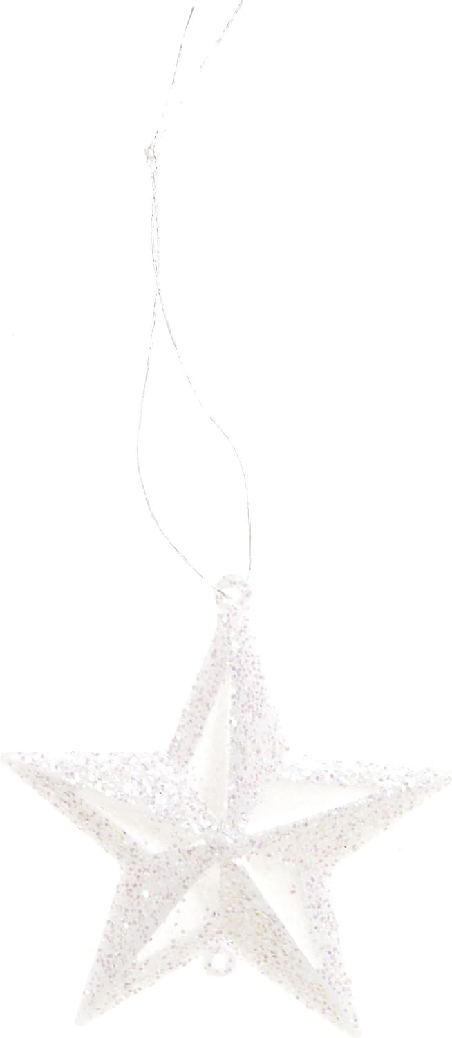 Darice Mini Glitter Christmas Ornaments: White Stars, 12 Pack