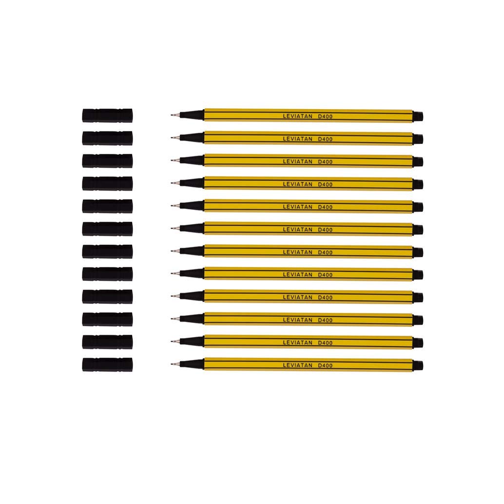 LEVIATAN D400 Fineliner Black 12 Pieces | Suitable for Everyday Use, Stationery and School Supplies | Line Width Approx 0.4 mm