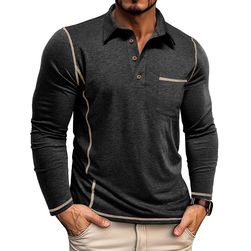 Volemo Poloshirt Herren Langarm Polo Shirt T-Shirts für Herren Sport Slim Fit Golf Polohemd