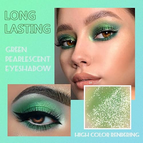 Miniatura 5 de AMY'S DIARY Paleta de sombras de ojos verdes con purpurina verde, claro verde profundo amarillo 9 colores mate brillo sombra de ojos de larga