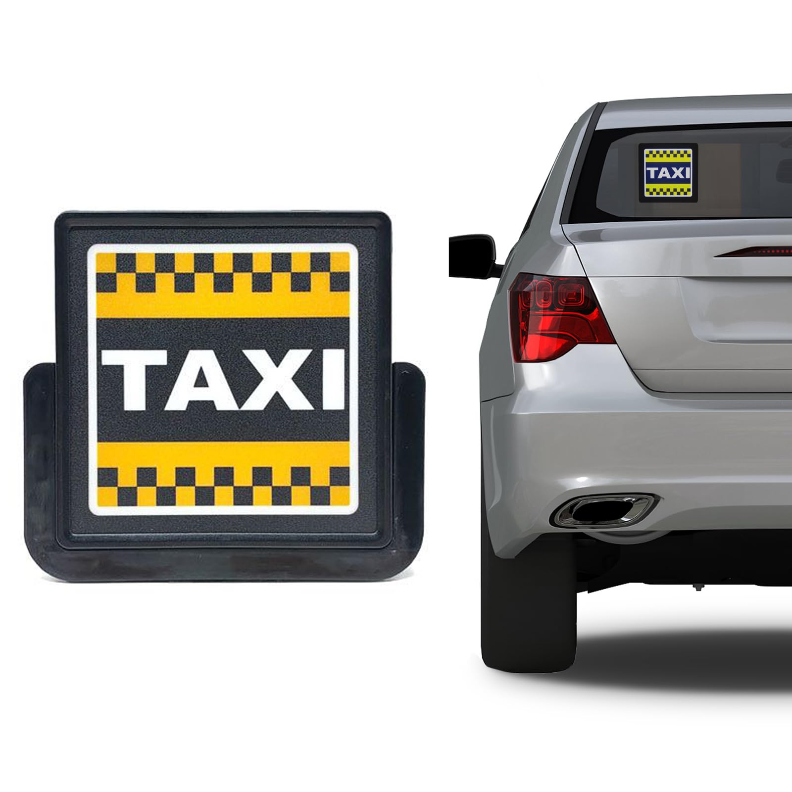 TAXI SIGN - Calcomanías de señal de coche con luz LED brillante para servicio de entrega de alimentos recargable extraíble con soporte de montaje y funcionamiento inalámbrico de 12 horas