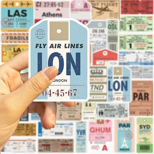 Miniatura 5 de 40 calcomanías de boleto de avión, divertidas calcomanías de pases de embarque para botella de agua, portátil, cuaderno, álbum de recortes,