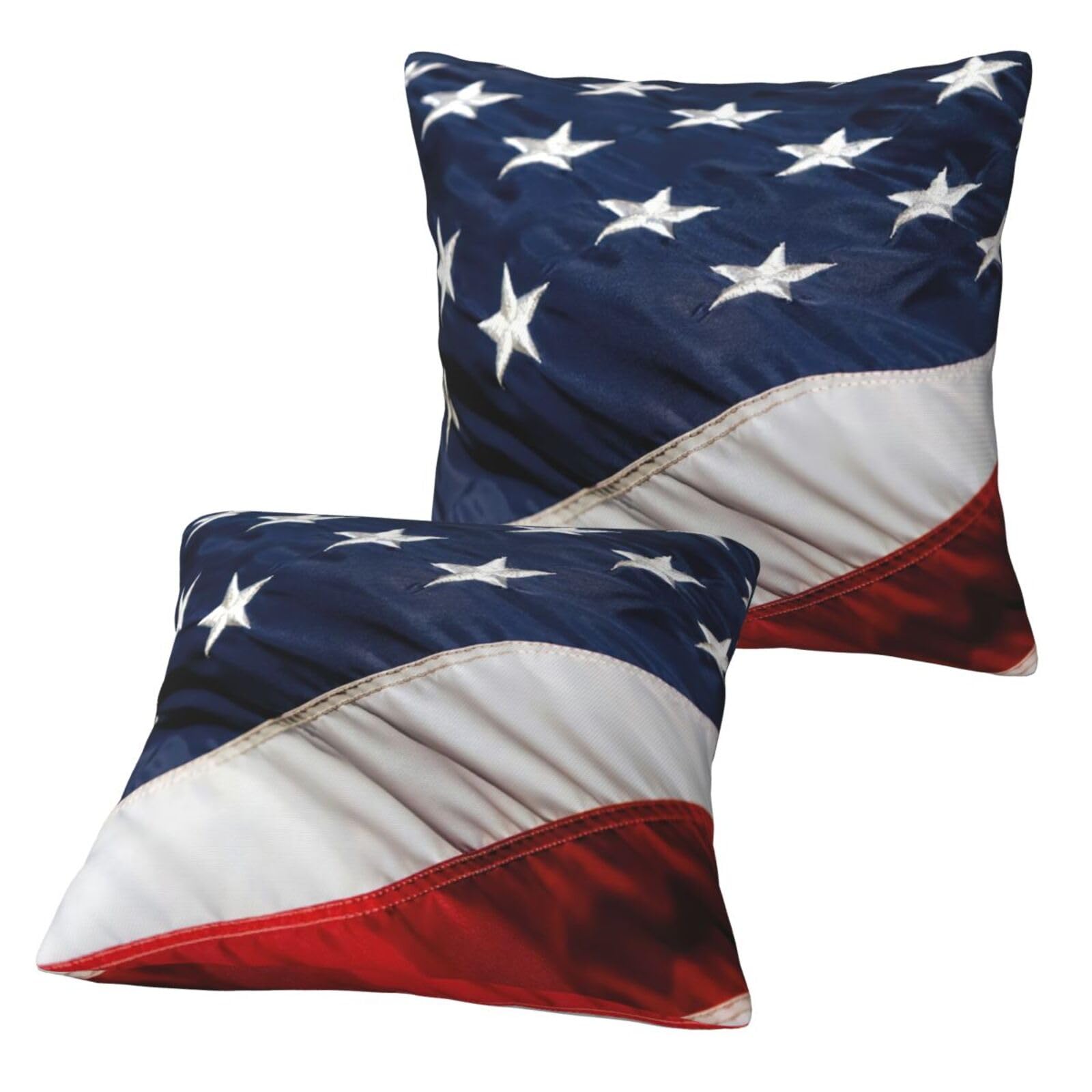 Luckily&Day Set di 2 federe quadrate per cuscino con stampa bandiera americana, 45,7 x 45,7 cm, per divano, soggiorno