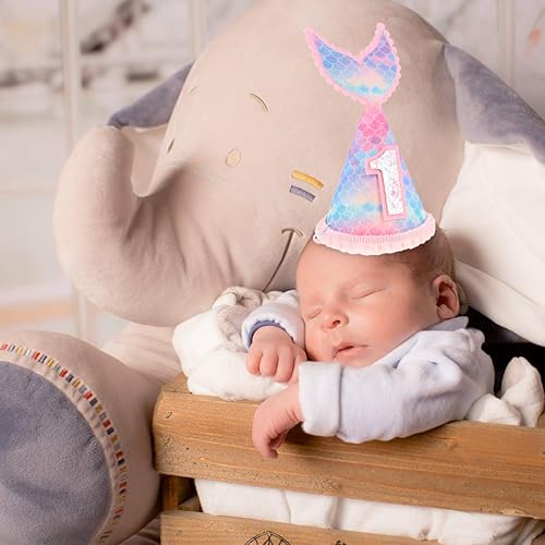 Miniatura 2 de Diademas princesa tiara niños primer cumpleaños sombrero brillo cola sirena fiesta sombreros diadema diadema niña diadema