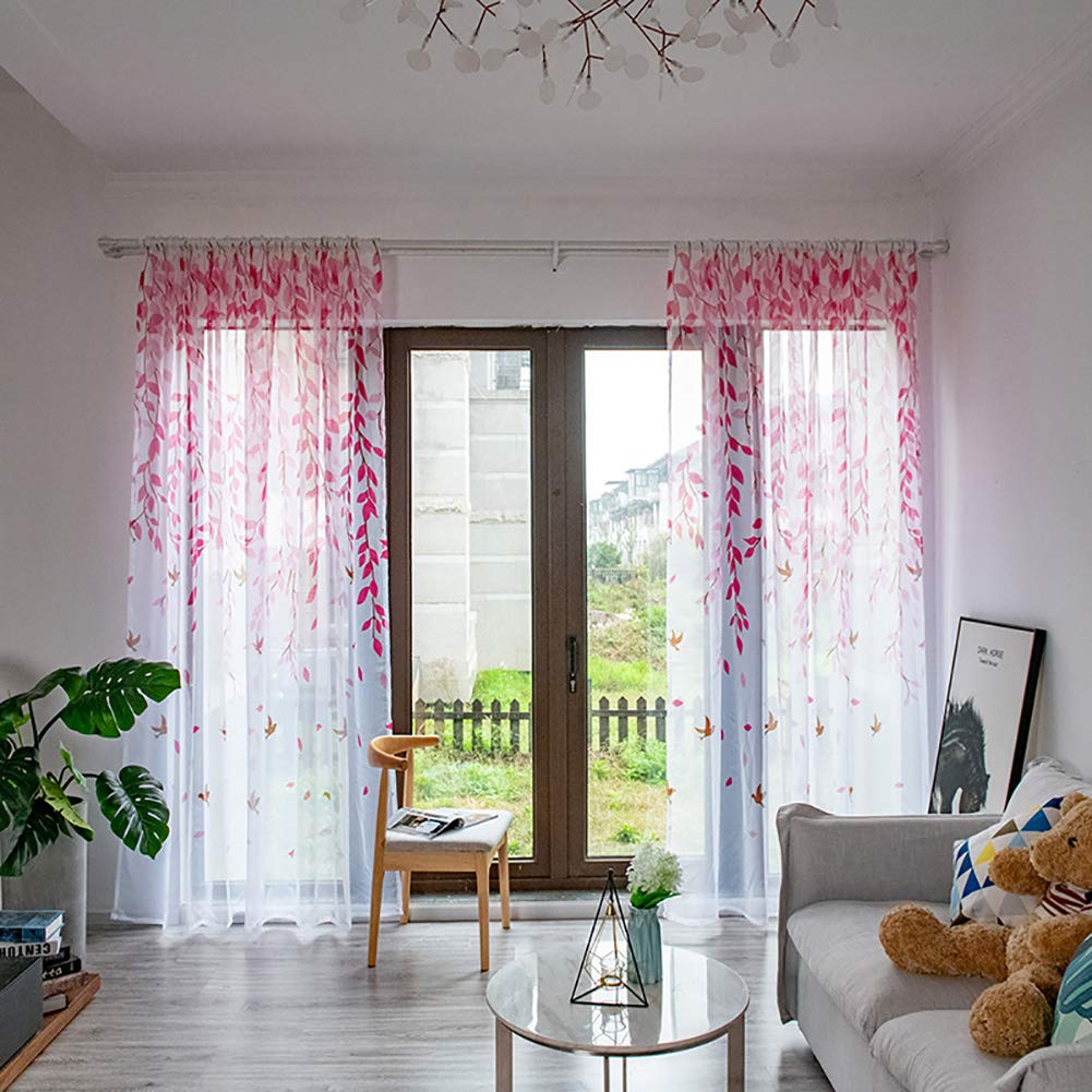 Woaboy 2 Pezzi Tende Voile Semi Trasparenti con Occhielli Tende Verticali Sfumate Poliestere Moderne Eleganti per Finestra Soggiorno Camera da Letto Balcone 140x225cm Verde Oliva