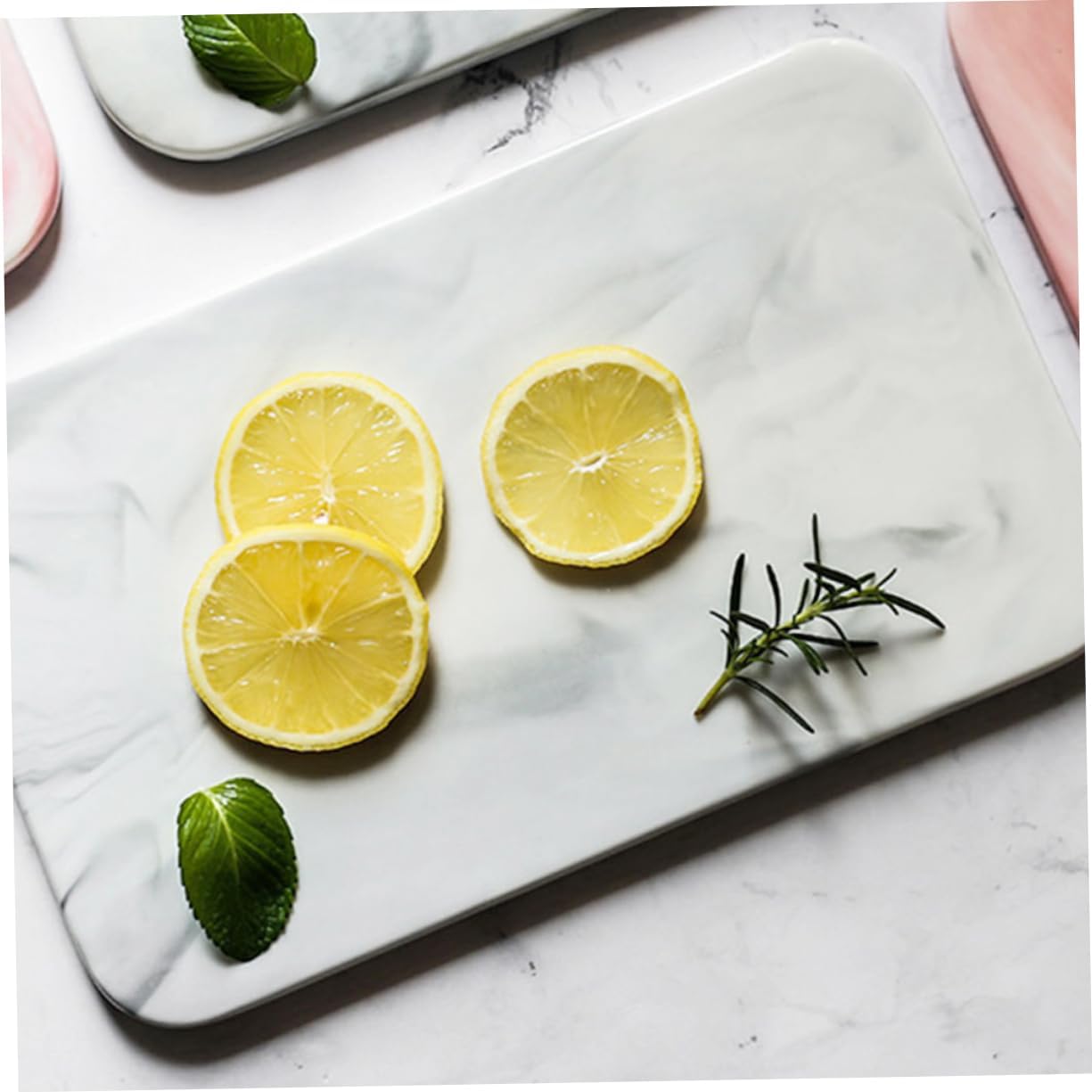 Ciieeo Large Marble-Design Ceramic Cake Transfer Plate Cake Drum Replacement for Sushi Bread Desserts Hotel Home Use