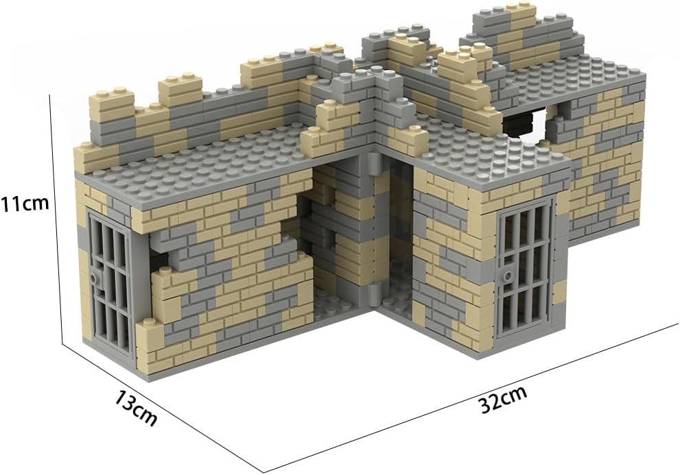 Dimensions of the assembled military ruins building set