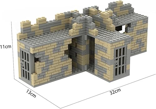 Miniatura 7 de Juego de construcción de ruinas militares, bloques de construcción militares WW2, juego de bloques de construcción de escena militar, 372 piezas,