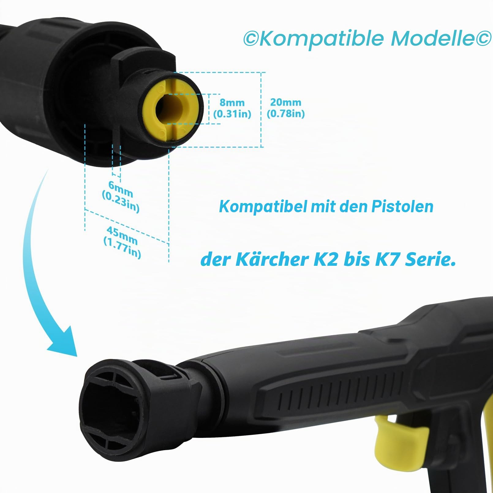 Sprühlanze Verlängerung für Hochdruckreiniger-Zubehör, kompatibel mit Kärcher K2-K7 Serie Hochdruckreiniger, 2 Stück