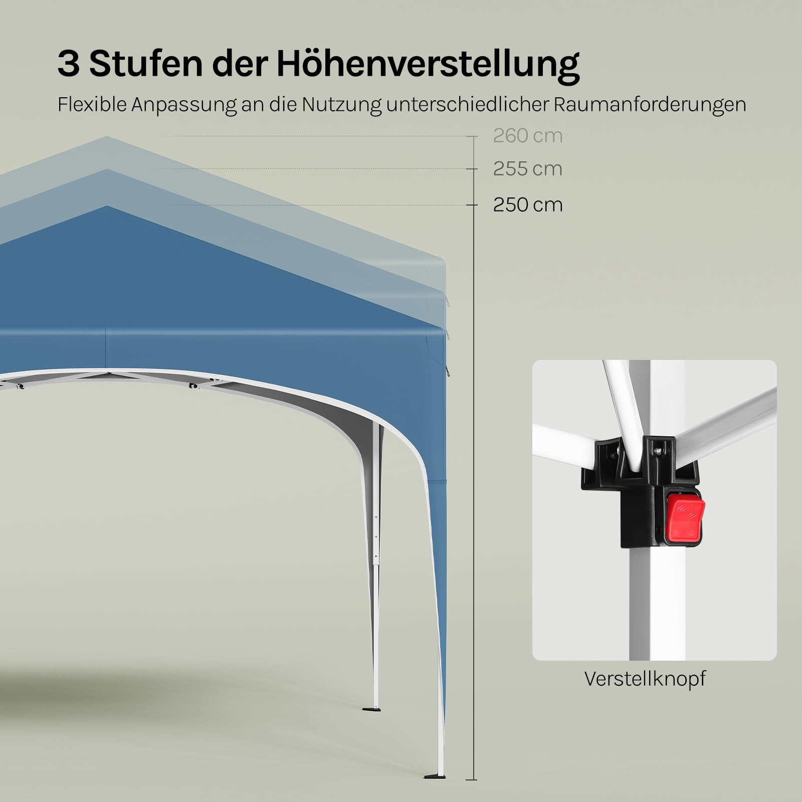 WOLTU Pavillon Faltbar wasserdichter Faltpavillon Sonnenschutz Event Gazebo Gartenpavillon auf Terrasse Camping Festival mit Halbmonddach Pagodenzelt des Halbkreises aus Oxford Metallrahmen 3x3m Blau