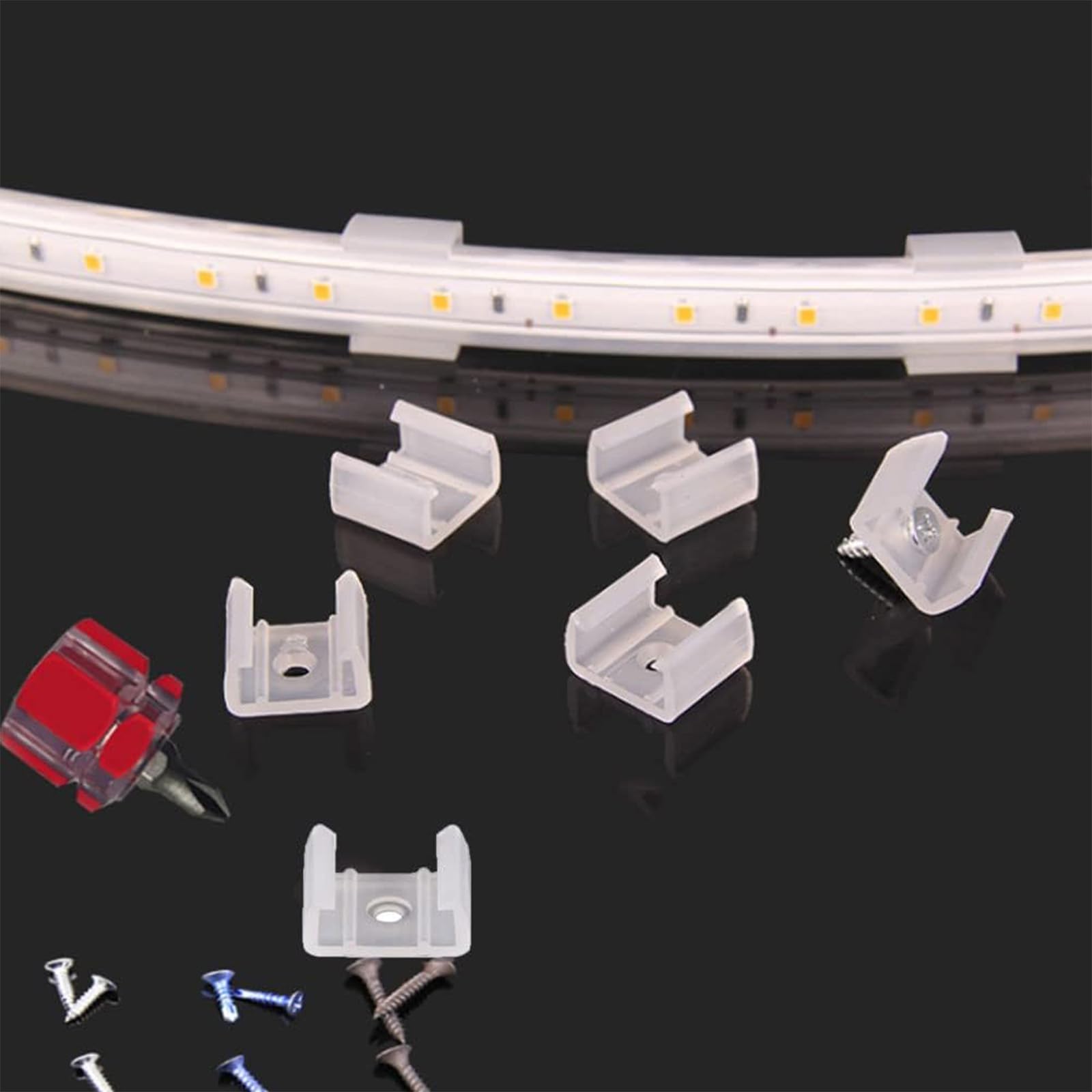120 Pcs LED Light String Fixing Clips, Neon Mounting Clips with Screws Suitable for 12mm-14mm (0.47 inch-0.55 inch) Wide Strip Light — Amazon image 8
