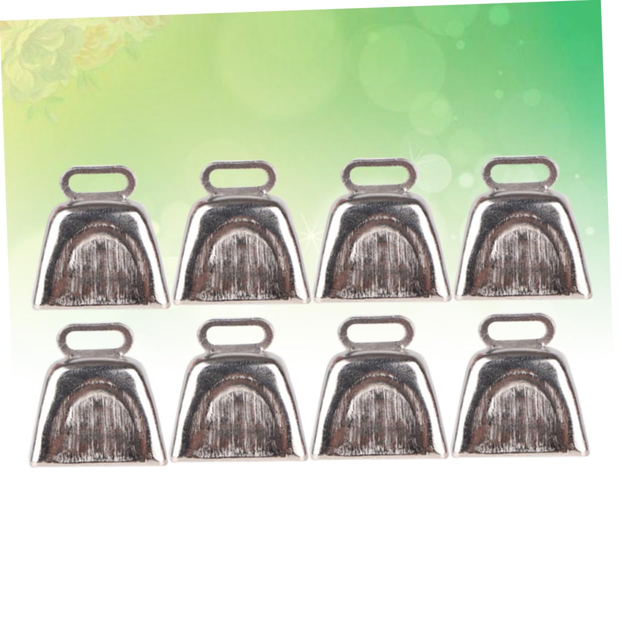 ULDIGI 8pc Silver Cowbells Noisemakers for Outdoor Sports Games Birthday Party Wedding with Handles