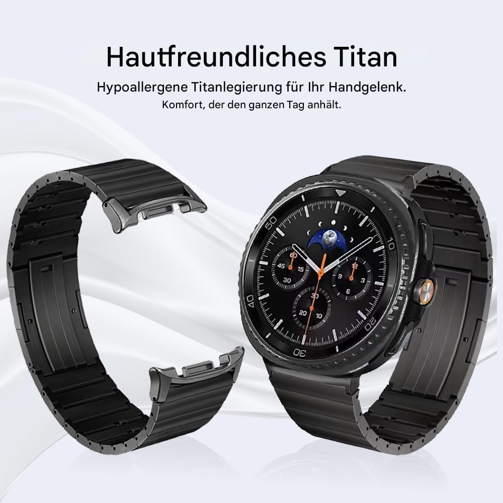 Titan-Metallarmbänder ohne Werkzeug, kompatibel mit Samsung Galaxy Watch 9 8 40mm 44mm/8 Classic 46mm (2025), Leichtes, Hautfreundliches Titanarmband für Galaxy Watch 9 8 für Herren