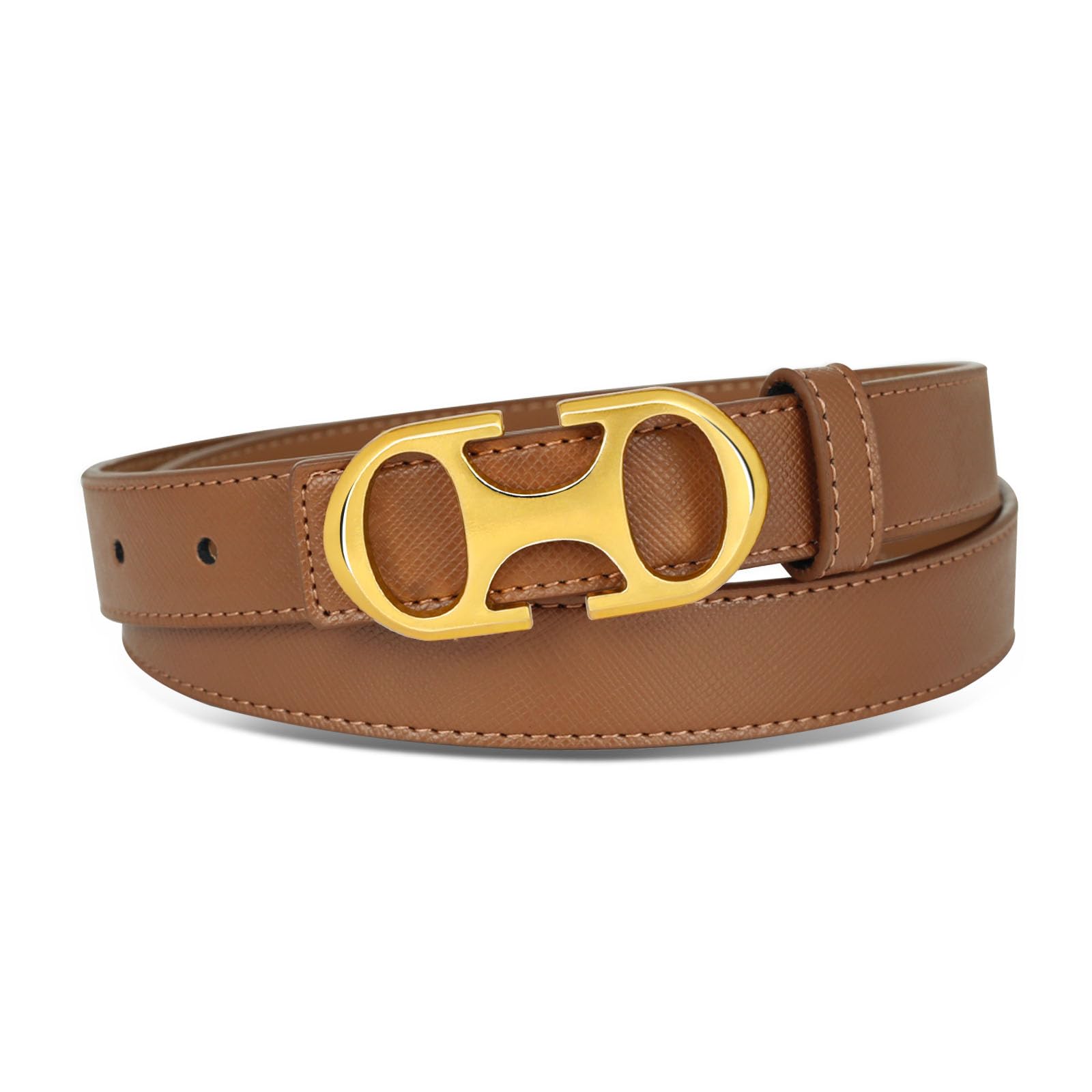Women's Leather Belt with Buckle - Ideal for Dresses, Jeans, and Coats