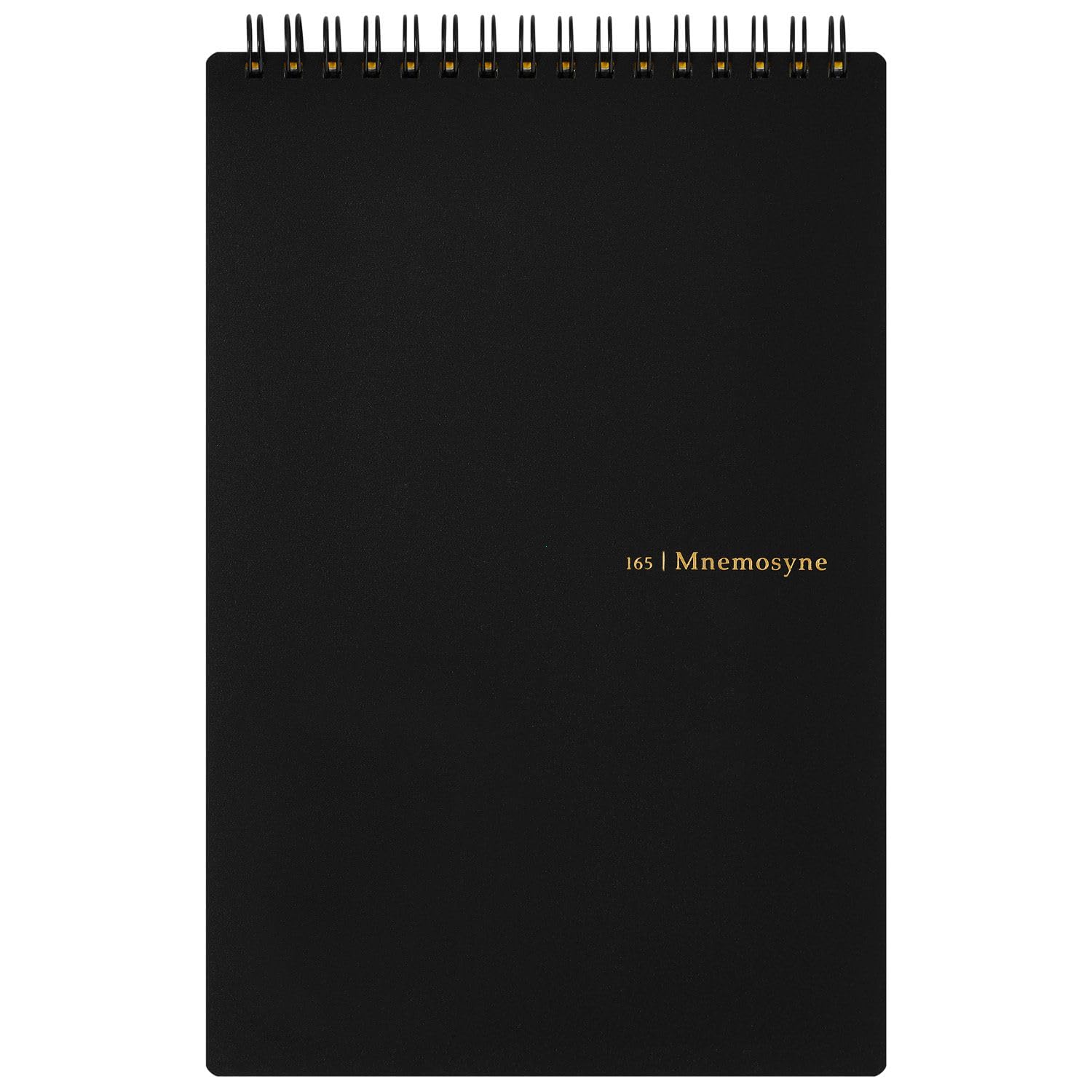 Maruman Mnemosyne Spiral Notebook Vertical A5 5.83"x8.27" 7mm College Ruled | Professional Black Cover, 140 Lined Pages, Twin-Wire Bound To Lay Flat, Perforated Paper, For School & Office, Made in Japan