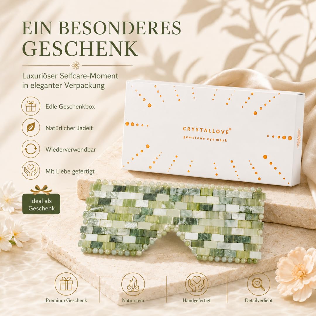 CRYSTALLOVE Jade Gesichts- und Körpermaske – Kühlende Augenmaske gegen Schwellungen & Augenringe – Anti-Aging Beauty Tool für strahlende Haut & Entspannung – Für Damen & Herren