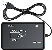 Ajfwm R20DC-B Dual Frequency RFID Reader Scanner 125KHz/13.56MHz - EM4100 ID, 1326 Prox, MF NFC Cards, Plug & Play USB Access Control