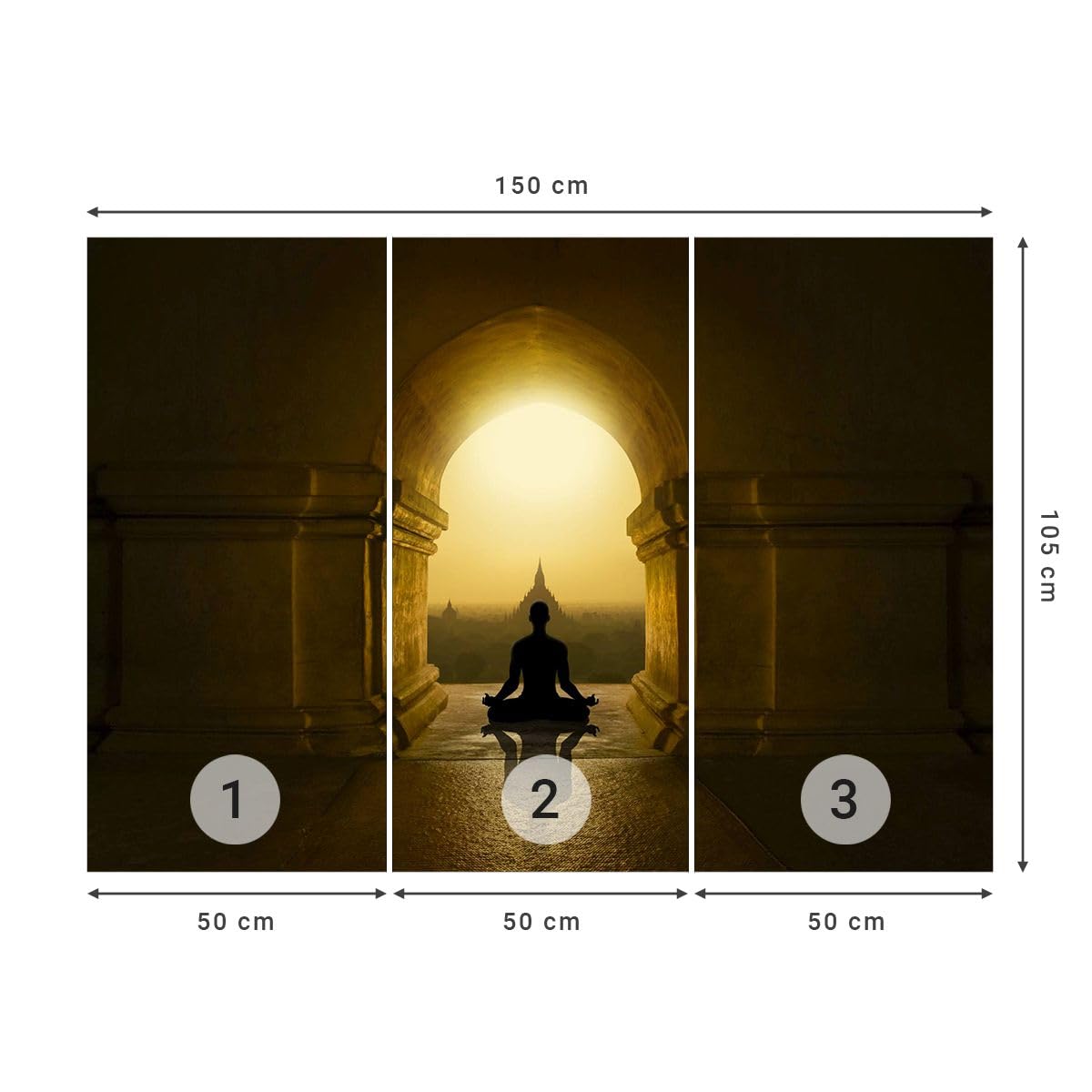 Carta da Parati Vinile in TNT 150x105 cm Architettura Cultura - 4474 - WF2 | Meditazione Tempio Ombra Premium Sand Fotomurale Moderno Decorazione da Parete Murale da Parete Per Soggiorno ARTTOR