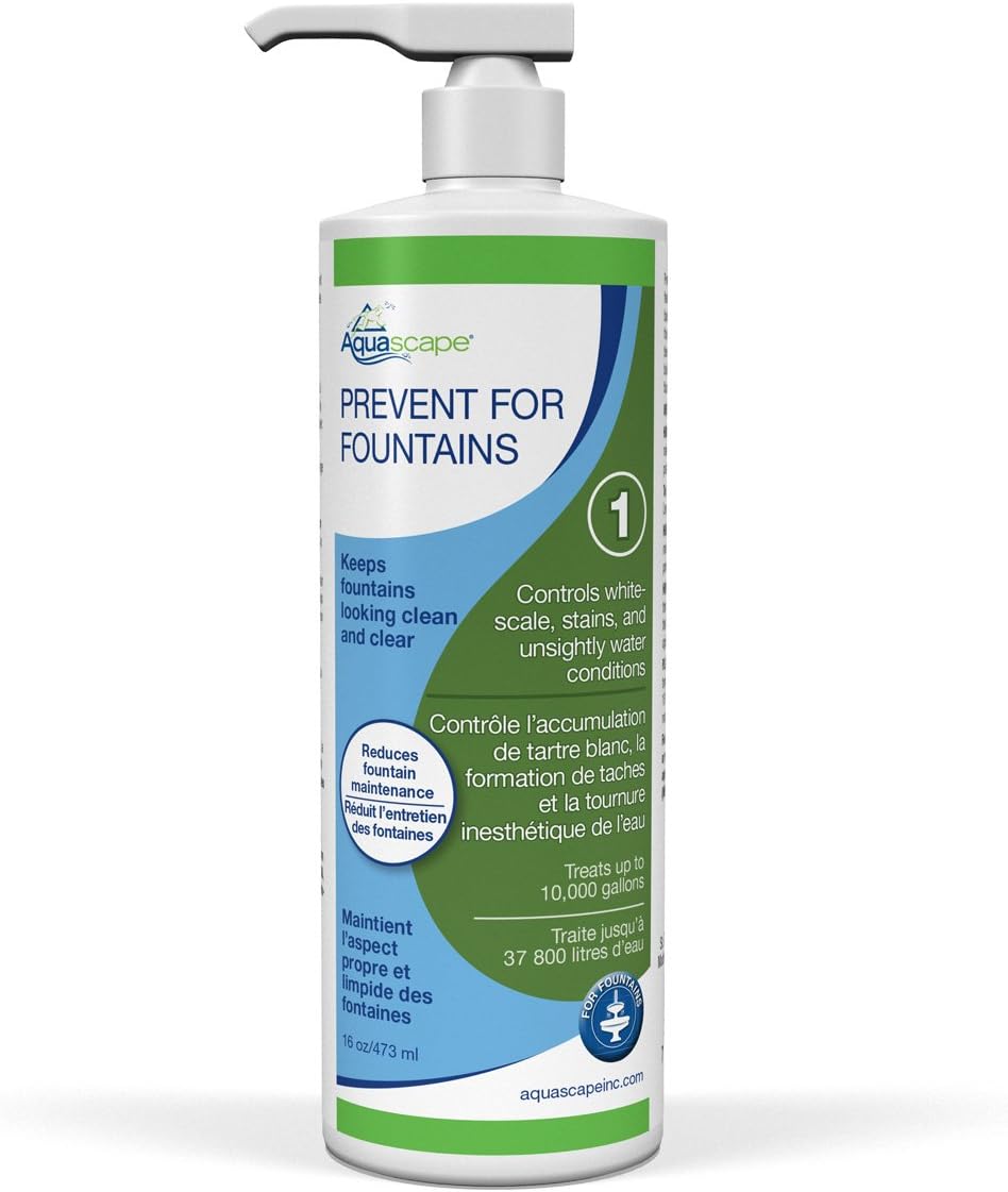 Aquascape Prevent Water Treatment for Fountains, Waterfalls, Rock and Gravel, Prevent White-Scale Buildup, Stains, Foam and Other Unsightly Water Conditions | 4 (16-Ounces)