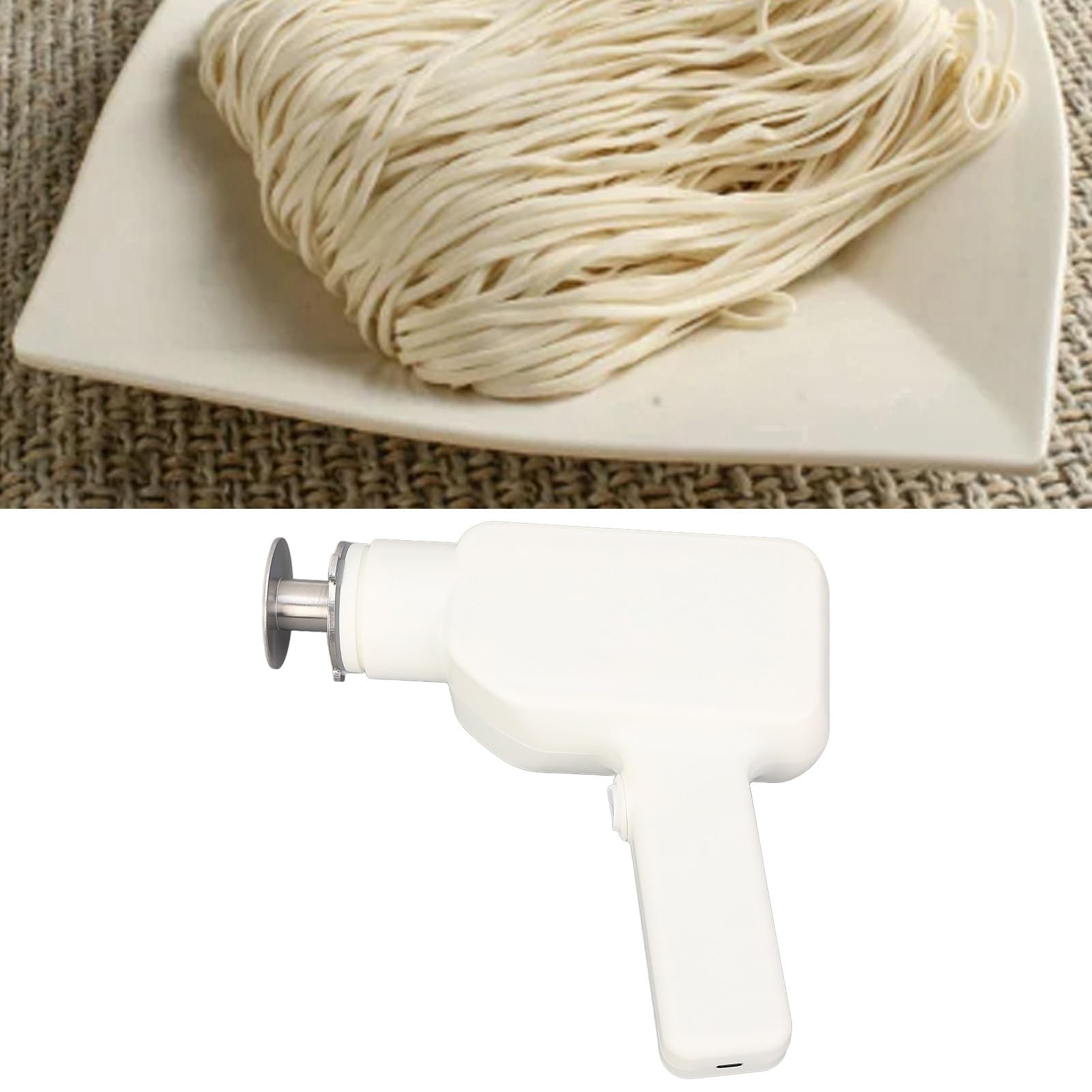 Yosoo Health Gear Máquina Eléctrica para Hacer Pasta, Máquina para Hacer Pasta Inalámbrica de Acero Inoxidable 304, Prensa Manual de 40W y 2000mAh para Fideos, Fideos Hele y Salchichas en Casa,