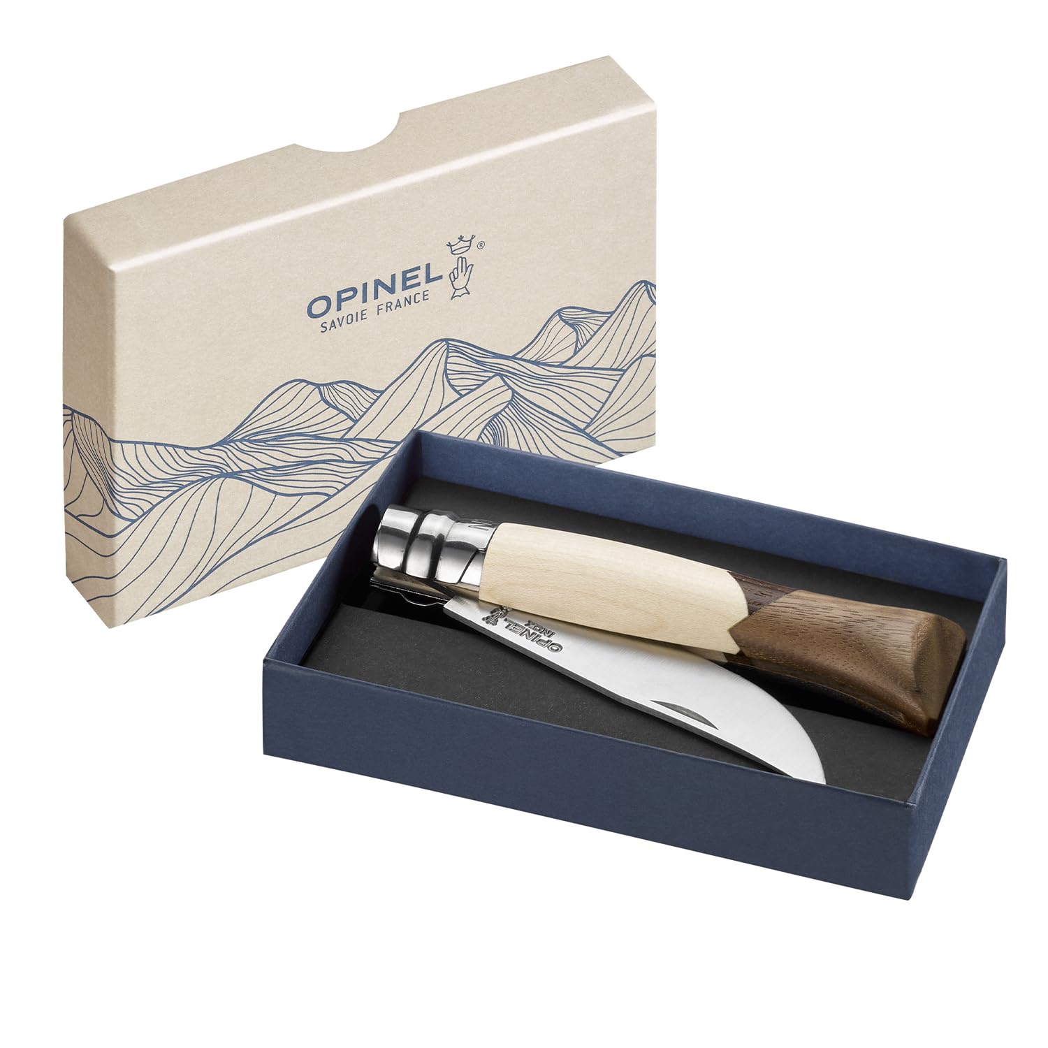 Opinel Taschenmesser No 09 Cime Limited Edition 9 cm Klappmesser mit 12C27 Edelstahlklinge und Holzgriff aus Ahorn Esche Walnuss, Virobloc Verriegelung