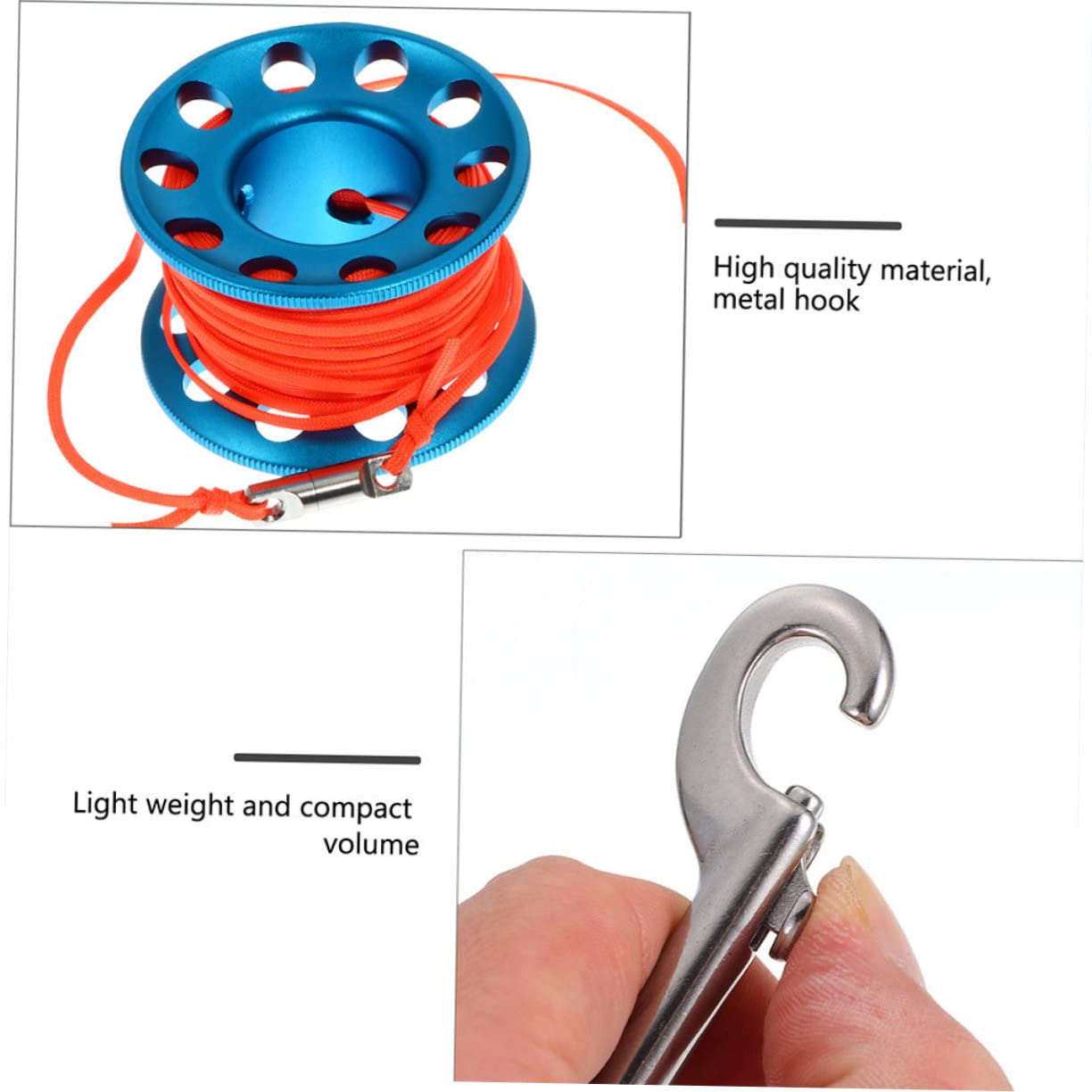 Sosoport 2 Sätze Tauchen Finger Spool Reel Blauer Unterwasser Spool Robustes Tauchzubehör mit Schnappverschluss Tauchen Equipment für Schnorcheln und Scuba Diving