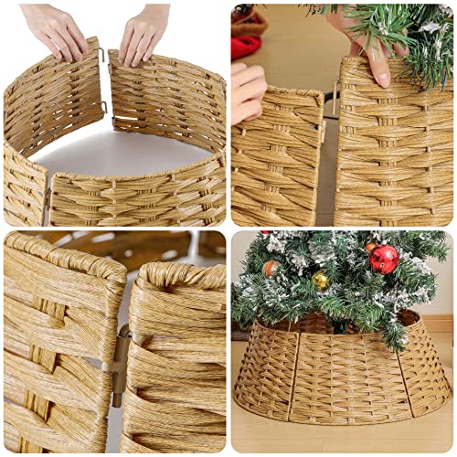 Christmas Tree Collar Ring Xmas Skirt Artificial Willow Rattan Wicker Metal Basket Cover Nest Round Plastic Farmhouse Collection Handmade Base Stand Box Holiday Home #TOP3