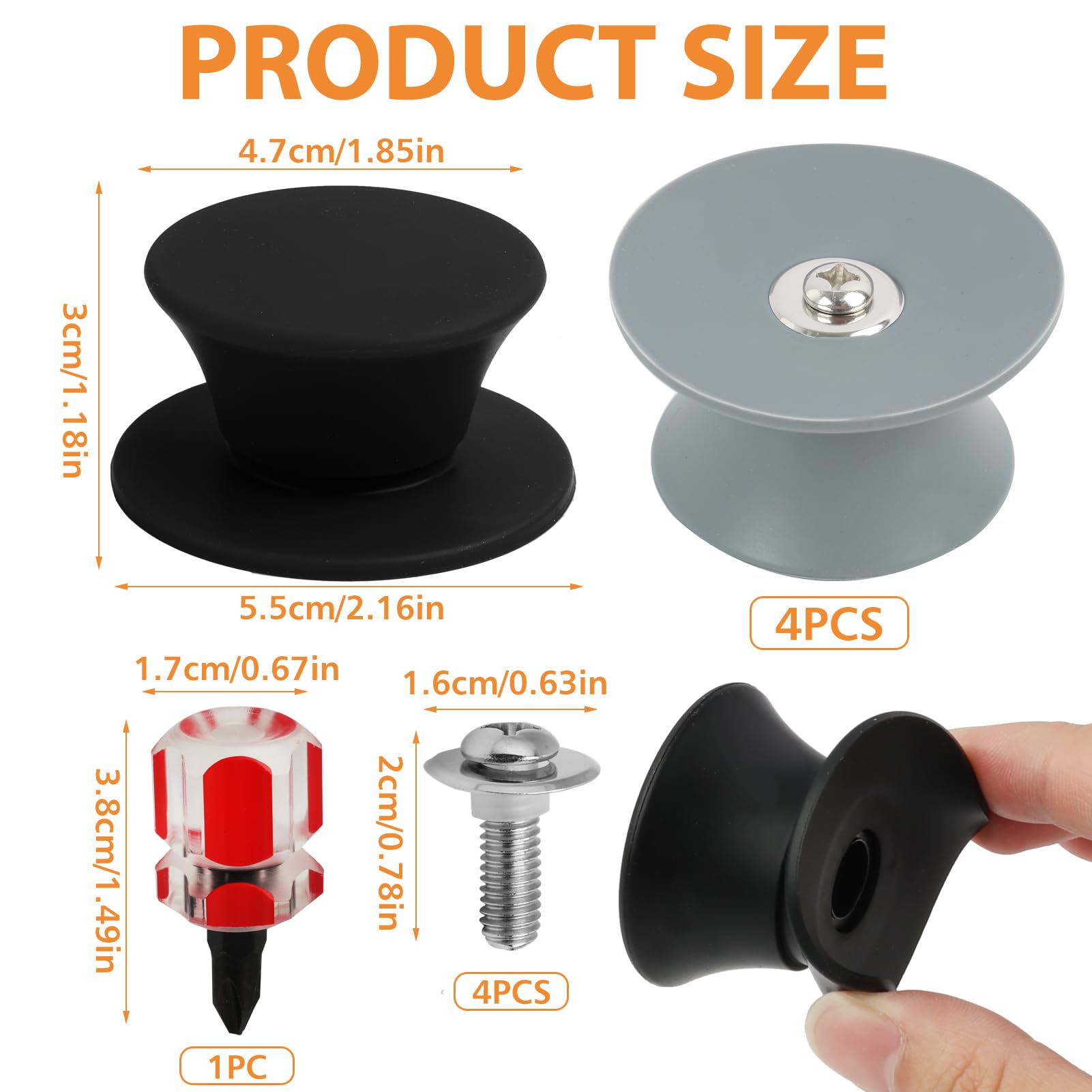 FunWorth 4Pcs Pan Lid Knob Replacement, Universal Pot Lid Cover Knob with Screwdriver - Image 2