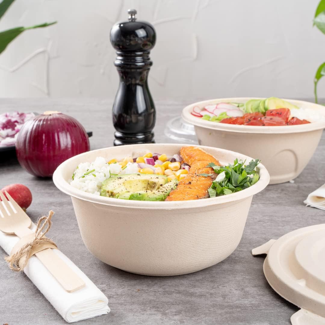 Restaurantware Pulp Tek 37 Ounce Bagasse Bowls 100 Round Sugarcane Bowls - Microwavable Freezable Brown Bagasse Disposable Hot Bowls For Hot And Cold Foods Sustainable