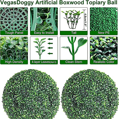 Artificial Grass Ball Plastic 9Inch, Artificial Boxwood Topiary Plant Balls, Artificial Greenery Ball Decorative For The Front Door, Backyard, Porch, Patio And Wedding #TOP2