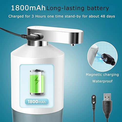 Miniatura 5 de Pairosenvi Dispensador de enjuague bucal automático portátil con potencia de dispensación de 4 niveles, bomba de lavado bucal recargable, pantalla