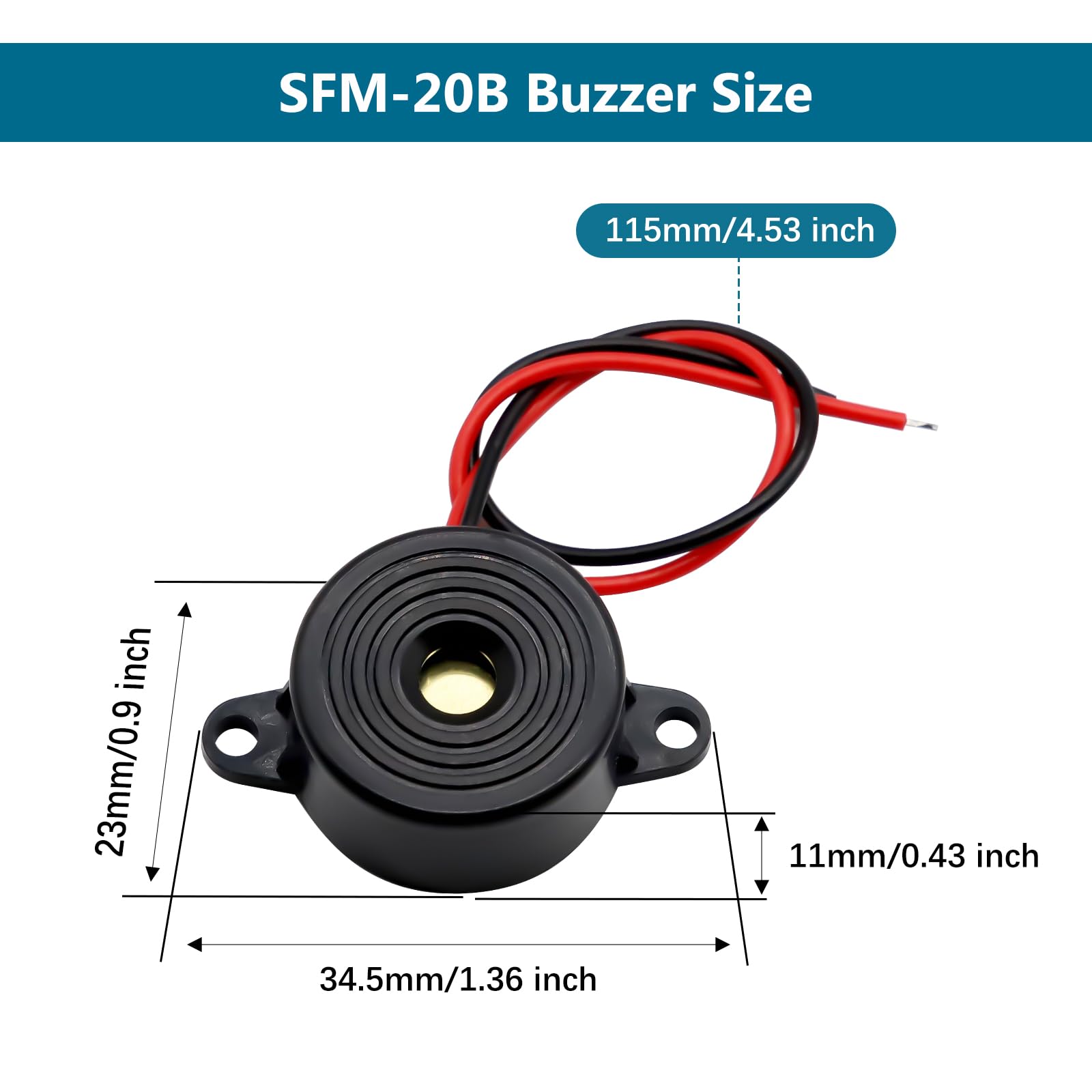 SFM-27 95DB Cicalino elettronico Binghe 5 Pezzi SFM-27 DC 3-24V Sirena di Allarme Elettronica Piezo Attivo Buzzer Adatto per articoli elettronici Compatibile con Arduino