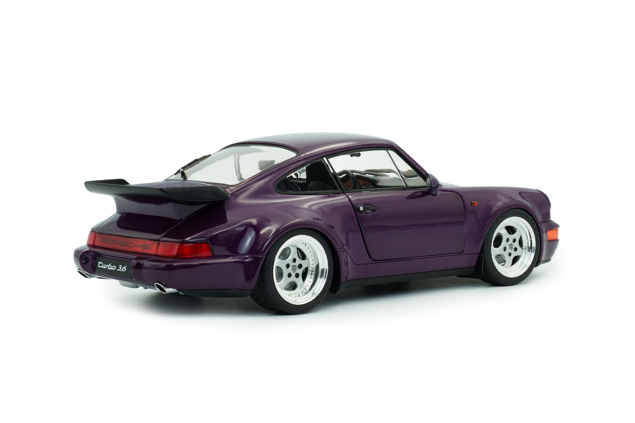 Solido Porsche 911 (964) Turbo (1990) - Carrozzina sportiva classica con ampia carrozzeria turbo, vernice metallica, Diecast modellino auto, blu viola, 1:18