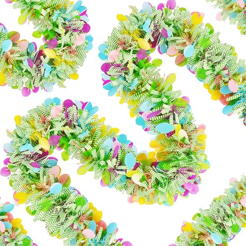 Image of 50FT Easter Tinsel Garland, Colorful Egg Tinsel Garland with Confetti, Twist Streamers for Tree Door Stairs Mantel Decoration, Hanging Oranment Party Supplies Outdoor Indoor Home Decor