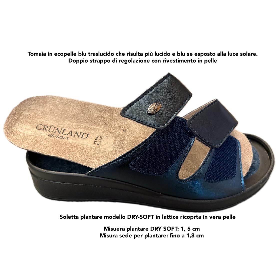 GRUNLAND ciabatte donna Comfort ecopelle FRESIA strappi con plantare estraibile DRY SOFT