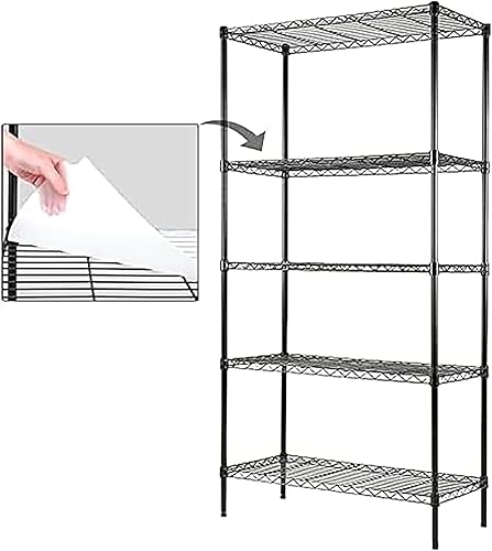 Estantes de alambre de almacenamiento de 5 estantes con forros para estantes, estantes de pie resistentes, estante de alambre de metal ajustable de