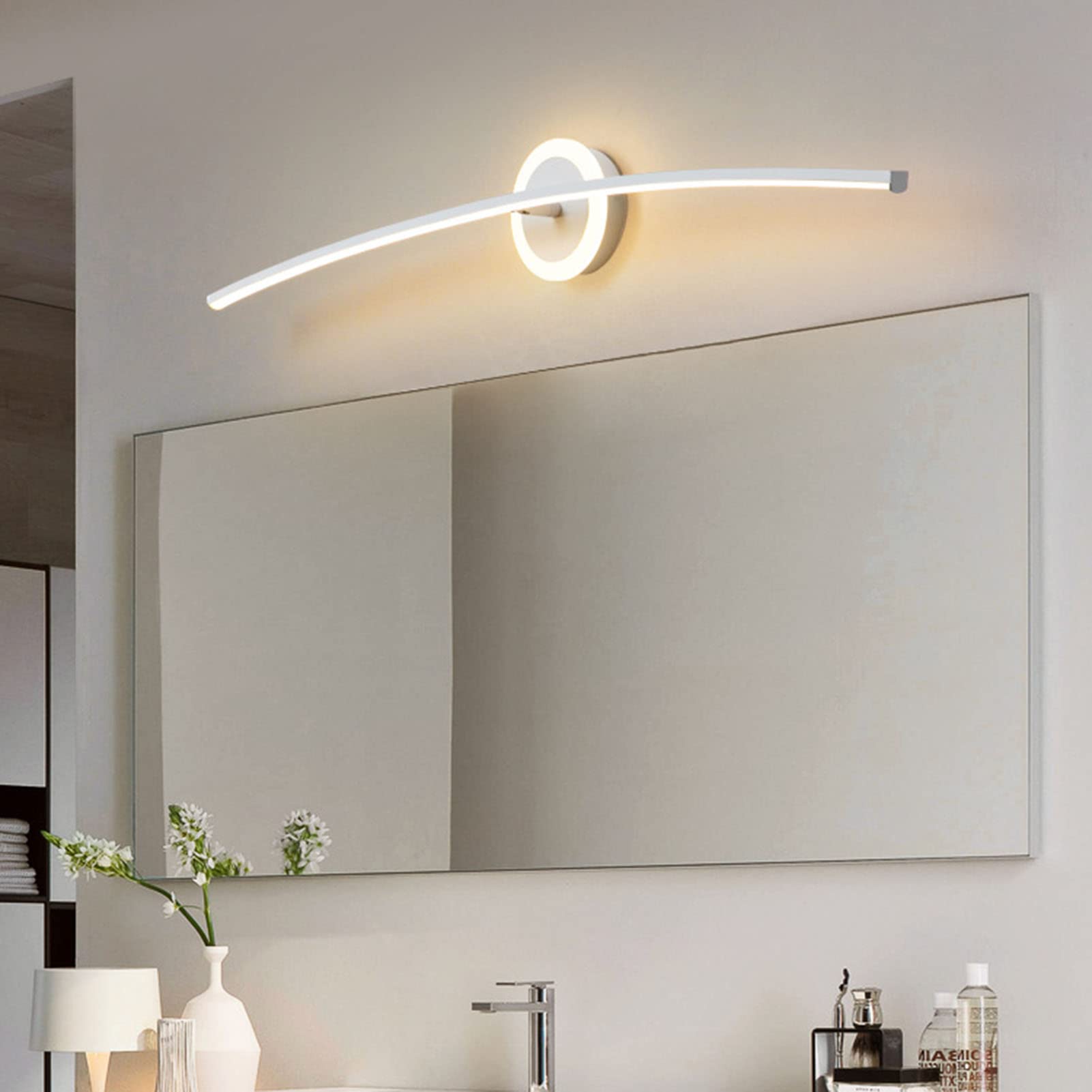 LED Spiegellampe Badezimmer 80Cm 20W, Spiegelleuchte 3 Farbmodi Wandlampe, IP44 Badleuchte Wand, Badezimmer Lampe, 3000K-6000K, 1600LM, Aus Aluminium Und Acryl, Für Spiegelschränke Und Spiegel,Weiß