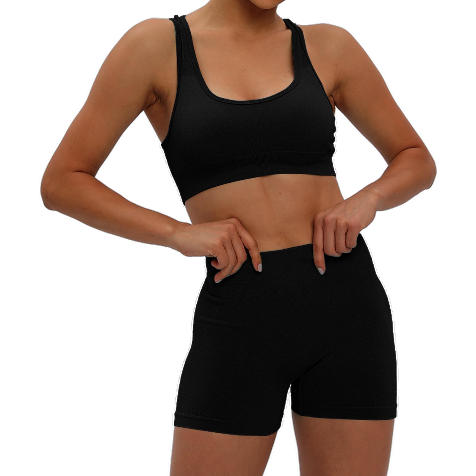 HomyComy Conjunto De Yoga Sin Costuras Traje Deportivo Para Mujer Ropa De Entrenamiento 2 Pcs Conjuntos De Gimnasio Yoga Completo Conjuntos Deportivos
