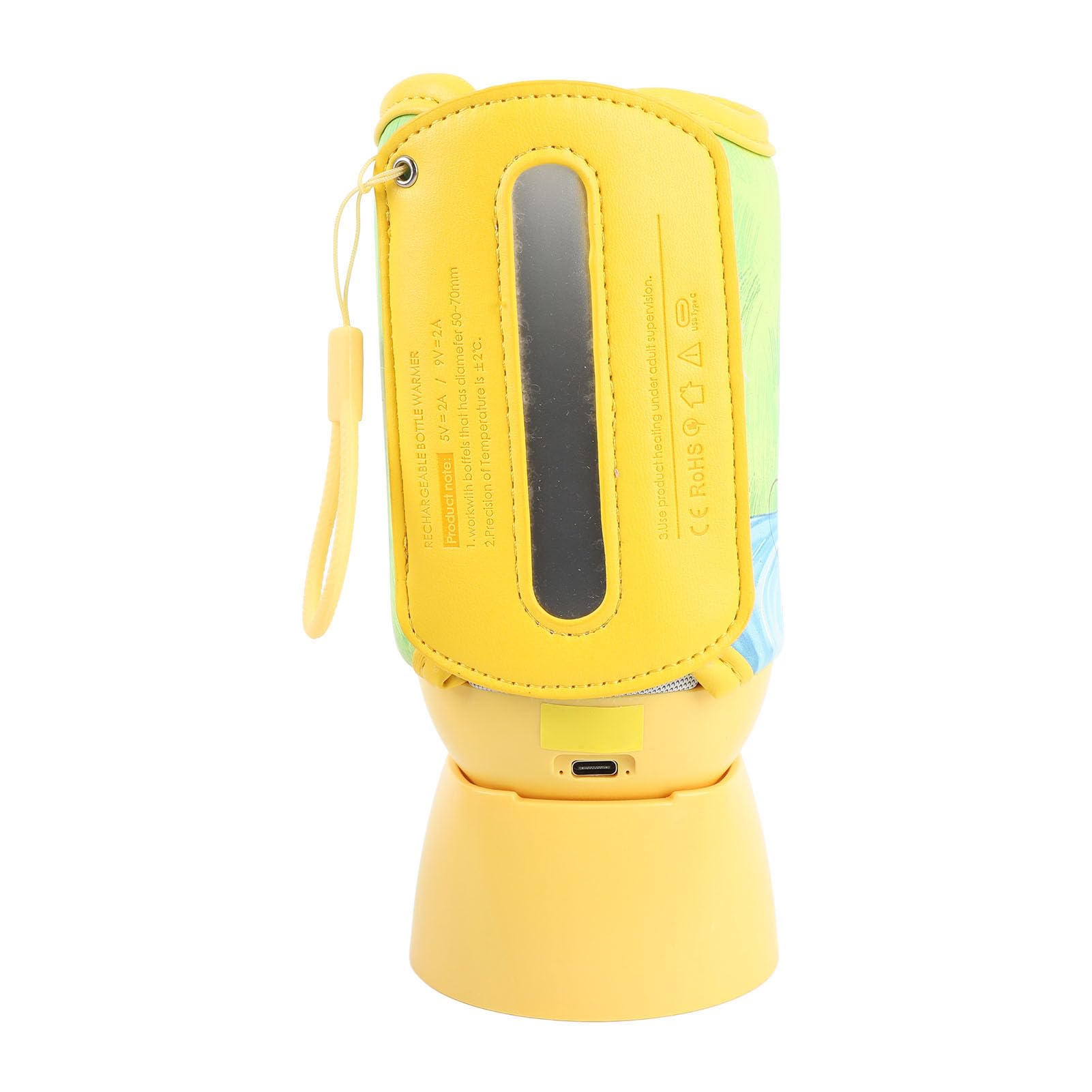 Ejoyous Scaldabiberon, Scaldalatte Portatile con ABS e Pelle PU, Riscaldamento Rapido da 2 a 5 Minuti, 7 Livelli di Temperatura Fino a 122F, Ricaricabile per Viaggi e Alimentazione Notturna