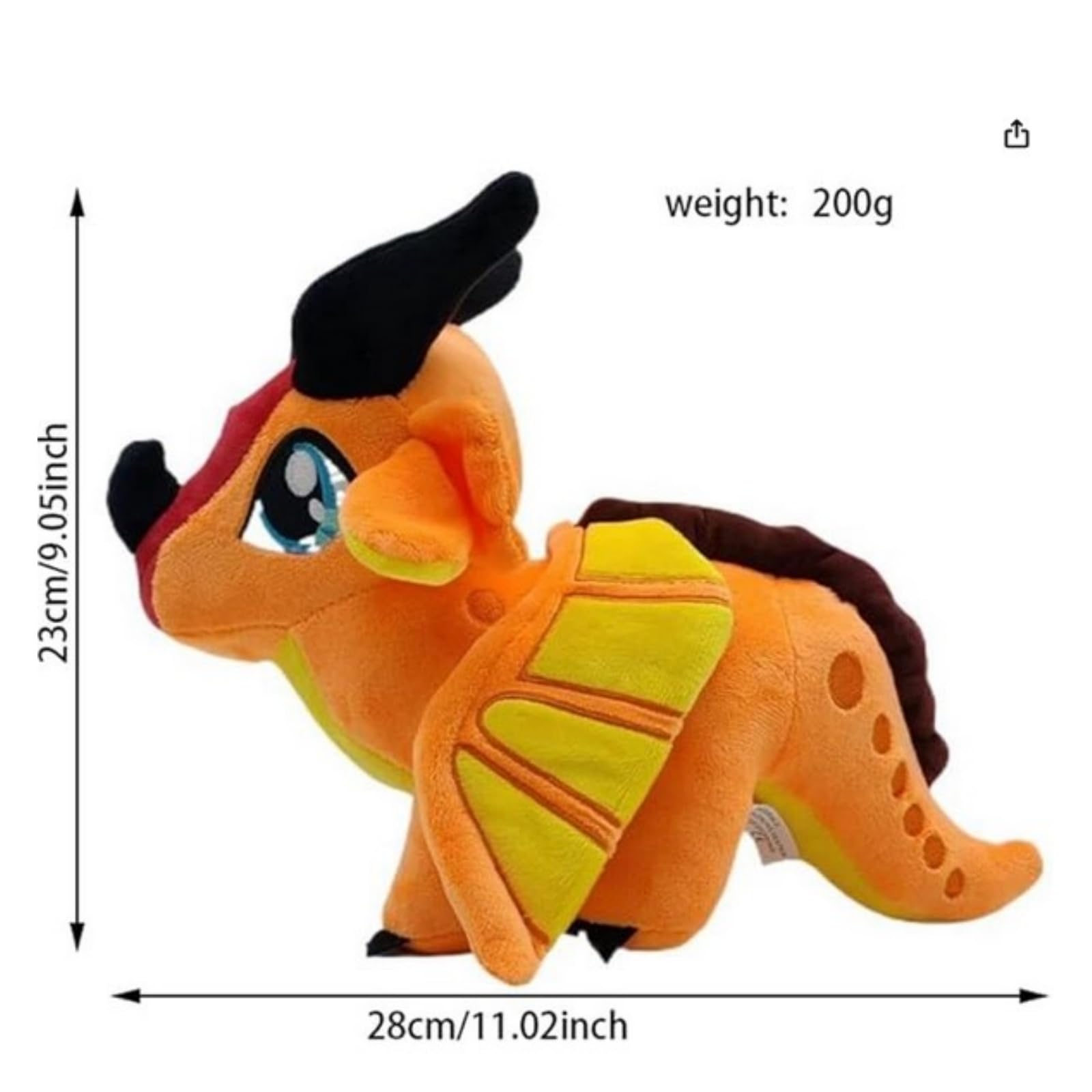 Wings of Fire Dragon Plush Toy - Rainwing Stuffed Animal, Pterosaur Flying Pillow Plushie - Gifts for Fans Kids, Boys, Girls (orange) - Image 2