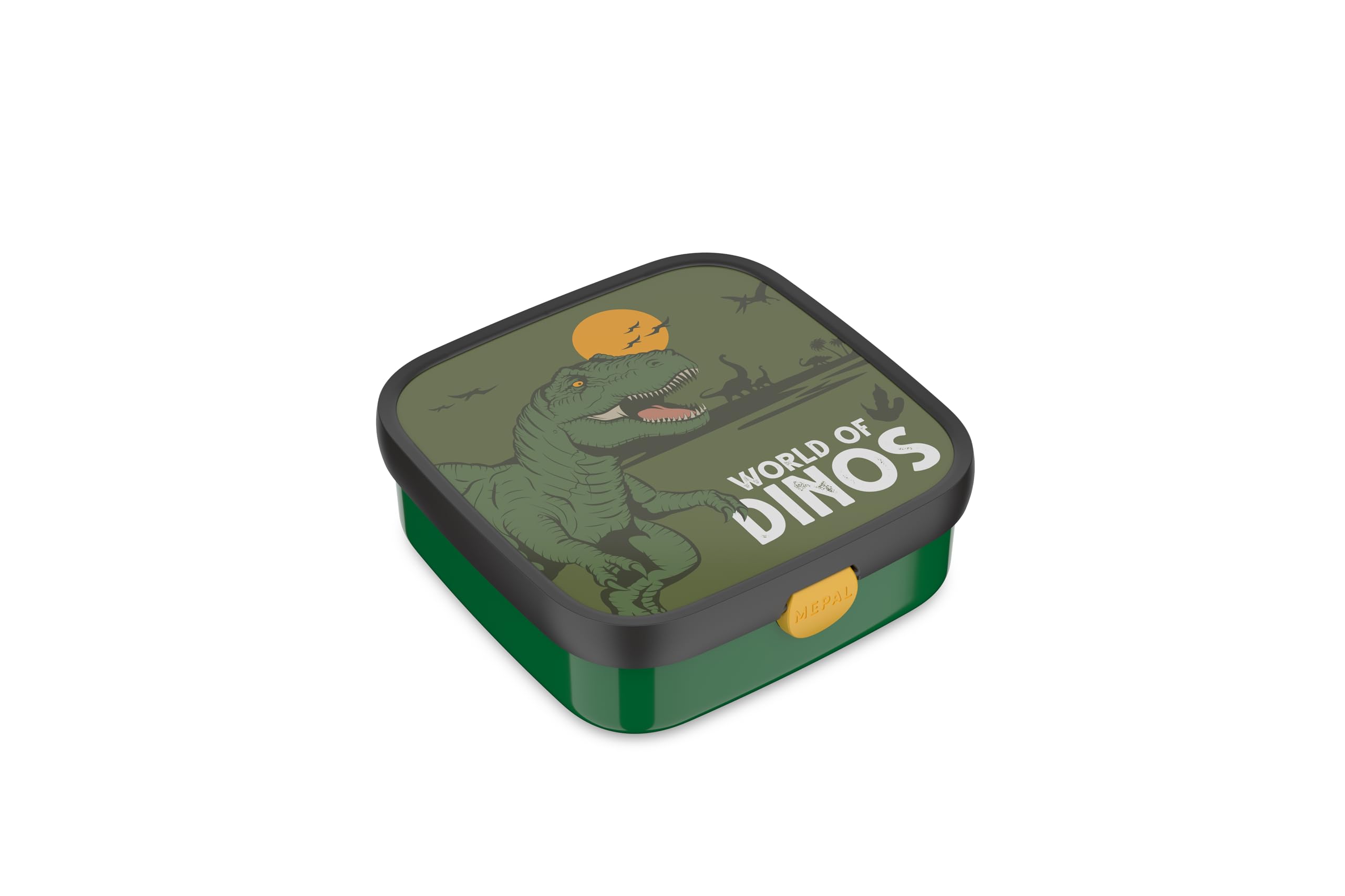 Mepal - Bento Lunch Box Large Campus - Bento LunchBox for Children - Includes 2 removable Leakproof Bento Boxes and Fork - Bento Boxes are Microwave Safe - 2x 200 + 1250 ml - Dino